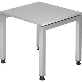 Hammerbacher Schreibtisch lichtgrau rechteckig, 4-Fuß-Gestell silber 80,0 x 80,0 cm