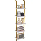 Vevor Schweberegal Leiterregal mit Metallrahmen Bücherregal 5 Ebenen, 40x30cm