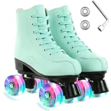 ERNAN Damen Klassische Retro Rollschuhe,Disco Roller,Classic Roller | Rollschuhe für Kinder und Erwachsene, komfortabl LED Rollerskates für Jugendliche und Anfänger.Mädchen. (Green, 43)