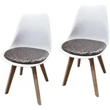 Hti-Living Esszimmerstuhl Atlanta Kunstleder braun/weiß 2er Set