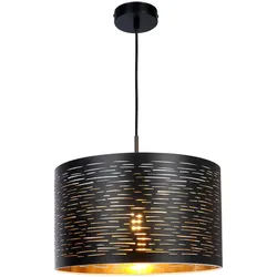 Hängeleuchte Pendelleuchte Wohnzimmerlampe Hängelampe rund Deckenleuchte Beleuchtung schwarz-gold, Metall Kunststoff, D x H 38x120 cm