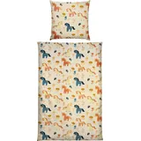 Erwin Müller Seersucker Kinder-Bettwäsche Pferde bunt Größe 80x80 cm / 135x200 cm - für die Sommerzeit, pflegeleicht, bügelfrei, mit Reißverschluss