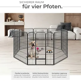 Tectake Welpenauslauf 8-teilig faltbar Grau 154 x 154 x 100 cm