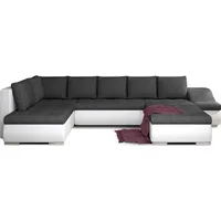 Wohnlandschaft mit Bettfunktion Polstergarnitur Ecksofa mit Schlaffunktion und Bettkasten Couch für Wohnzimmer Schlafsofa Sofagarnitur Sofa Eckcou... - Dunkelgrau/Weiß