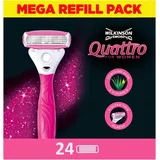 WILKINSON SWORD - Quattro For Women | Smooth Glide | Packung mit 24 Rasierklingen-Nachfüllpackungen