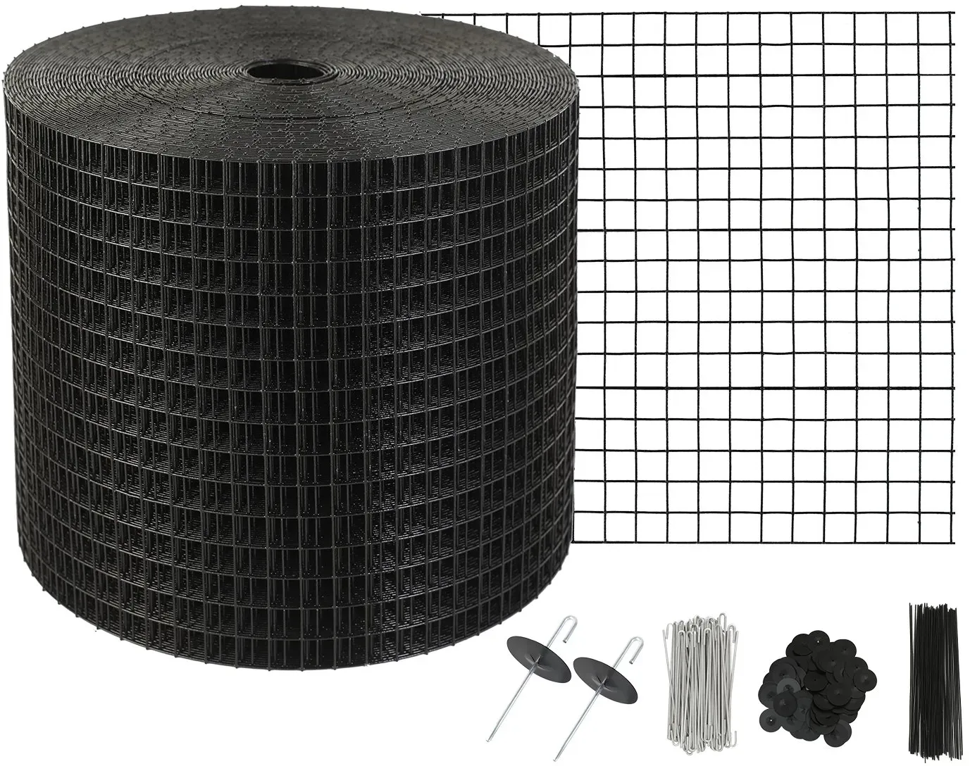 VEVOR Vogelschutz für Solarmodule, 15,2 cm x 30,4 m, Taubenabwehr Solaranlagengitter mit 100 Edelstahl-Verschlüssen, Solarmodul-Schutz mit rostfreier PVC-Beschichtung, 1,27 cm Drahtrollengeflecht