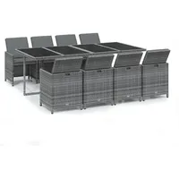 vidaXL Garten-Essgruppe 9-tlg. Grau