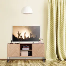 Relaxdays Retro-Design TV-Lowboard 60 x 120 x 38 cm Hellbraun/Schwarz Holz/Metall