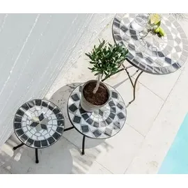 Dehner Gartentisch Ø 60 x 72 cm Braun/Grau/Weiß