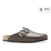 Birkenstock für Herren. 1023449 Leder-Clogs Boston Grip (Reguläre Passform) Natural Roast (40), Braun, Wohnung, Schnalle, Lässig