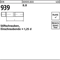 Industrial Quality Supplies DIN 939 Stiftschraube M20x120 Stahl 8.8