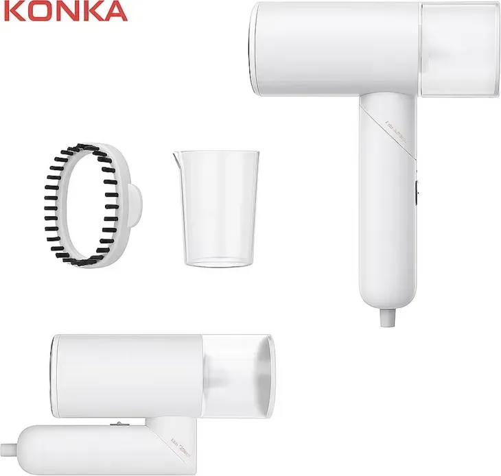 KONKA Faltbarer Kleiderdampfbügeleisen, 1000W Dampfbügeln, 20s Schnellheizung, Kompakt & Leicht, Sicherheitsfalt-Design, Portabel für Reisen - Weiß