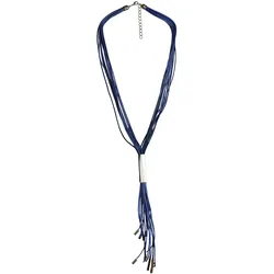 Collierkettchen STEUER "mehrreihig blau mit silberfarbener Zierde", blau, Halsketten, Damen, 73cm, Metall, glänzend