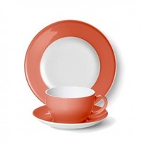 Dibbern Sonderaktion Solid Color - Kaffeetasse 0,25 l mit Untertasse + Teller 21 cm - papaya - NEU