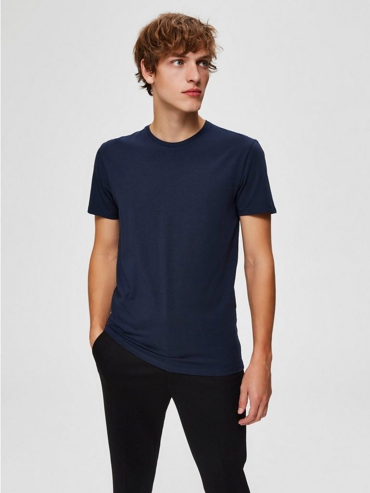 SELECTED HOMME Rundhalsshirt Basic T-Shirt blau L (50)