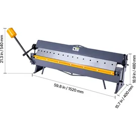 Vevor Biegemaschine, 1220 mm Kantbank, 1,5-mm-Weichstahl-Biegedicke, 0–135 Grad einstellbar, Blechbieger, Schwenkbiegemaschine mit 16 Fingern, Blechbiegemaschine für präzises Biegen