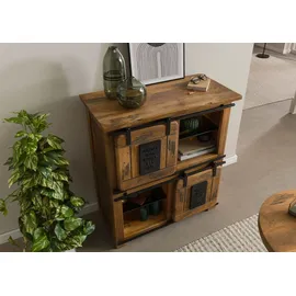 MASSIVMOEBEL24.DE Highboard 90 x 100 x 45 cm Beige / Braun