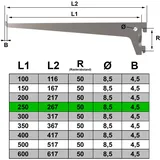 PRIOstahl® Regalträger 10 Stück - 250mm silber 1-Reihig Regalsystem für Wandschiene Regalhalter