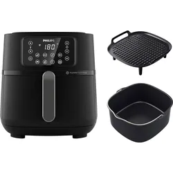PHILIPS Heissluftfritteuse "Airfryer XXL HD9285/96, 7,2 l", schwarz (schwarz und dunkles silber), B:30cm H:33cm T:41cm, Fritteusen, mit 7 Voreinstellungen und Warmhaltefunktion, WiFi Konnektivität