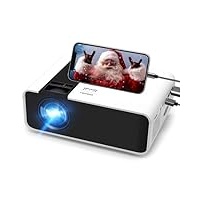 Mini Beamer mit Screen Mirroring, Full HD 1080P Mini Projektor mit 220 Zoll Display, 60000 St. LED, Hi-Fi Stereo, Heimkino Projector kompatibel mit TV Stick, HDMI, AV, VGA, USB, PS4, iOS/Android Handy