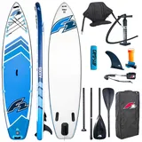 Campsup F2 AXXIS 12'2 Touring + Floater, SUP Board aufblasbar, Stand Up Paddling Set mit Kajaksitz, 2-in-1 Paddel, hellblau, 372 x 86 x 15 cm, bis 180 kg