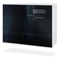 Vladon Kommode, Schwarz Hochglanz, Holzwerkstoff, 92.5x73.5x35 cm, Wohnzimmer, Kommoden