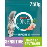 PURINA ONE BIFENSIS Sensitive Katzenfutter Trocken, Reich an Truthahn, 6Er Pack