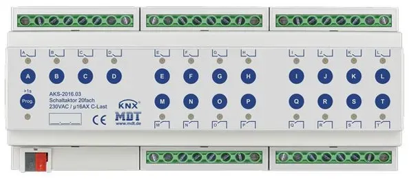 MDT Schaltaktor AKS-2016.03 12TE REG, 230VAC, 16A, C-Last 140μF