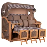 Mr. Deko Strandkorb Düne Grande XXL Bullauge Teak PE grey Dessin 522