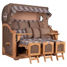 Mr. Deko Strandkorb Düne Grande XXL Bullauge Teak PE grey Dessin 522