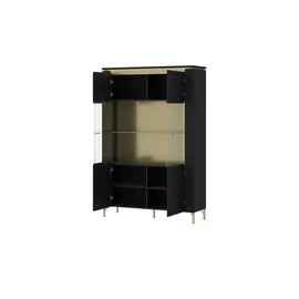 Quartier Vitrine Norica 111 x 170 x 40 cm Schwarz/Gold