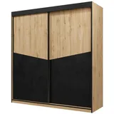 Mirjan24 Schiebetürenschrank, Eiche, Schwarz, Holzwerkstoff, Rechteckig, 200x215x65 cm, Schlafzimmer, Kleiderschränke, Schwebetürenschränke