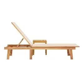 vidaXL Sonnenliege mit Tisch Creme Massivholz Akazie und Textilene