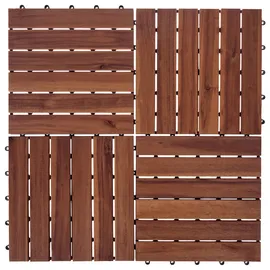 Beliani Terrassenfliese Akazienholz Braun 30 x 30 cm 10 St.