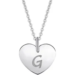Ketten-Anhänger ONE ELEMENT "Herz mit Gravur G Buchstaben Anhänger aus 333 Weißgold", silber, Schmuckanhänger, Damen, G, Weißgold 333, Damen Gold Schmuck Herz mit Gravur G