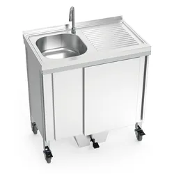 FRICOSMOS-Autonome Spüle mit Becken und Abtropffläche rechts 800x500x850 mm