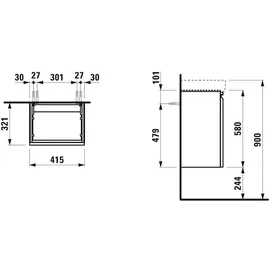 Laufen Waschtischunterschrank 1 Tür 32 x 58 x 41,5 cm Grau
