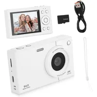 Holibanna Retro Digitalkamera mit Zoom Speicher Kompakte Point-and-Shoot Kamera für Schüler Teens Mädchen Anti-Shake Funktion Weiß für Reisen und Alltag