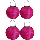 Youning Lampions Außen Wetterfest Solar LED Laterne Wasserdicht Hängende Solar Lampion für Außen 30cm Solarlaterne Outdoor Deko Nylon Papier Laterne Runde Gartenlampions Außenlaternen (4PCS/Pink#)