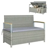 Outsunny Gartenbank Polyrattan 170L 2-Sitzer Sitzbank mit Stauraum Hellgrau - Hellgrau