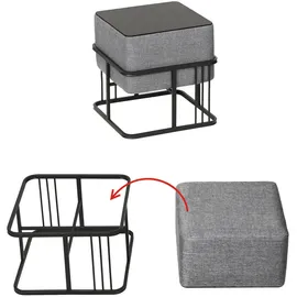 [en.casa] Hocker Tas 38 x 38 x 38 cm Hellgrau