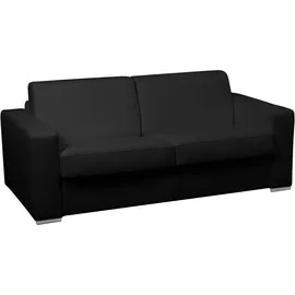 vente-unique Schlafsofa mit Matratze 3-Sitzer - 100% Büffelleder - schwarz - Matratze 16 cm - DELECTEA II