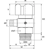 aalberts SEPP DIN-Basis Entleerungsventil 0018905 DN 8 x R 1/4, selbstdichtend, schwenkbar, Messing