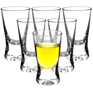 My-goodbuy24 Premium Schnapsgläser Shotgläser 6-teiliges Set Glas 2,5cl (25ml) - Standfest - Spülmaschinenfest - Pinnchen Wodka Ouzo Vodka Tequila Whiskey Stamper