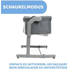 Chicco Next2Me Magic Evo, Beistellbett für Babys, mit Schaukelmodus, Kippfunktion, aufklappbarem Seitenteil, Verstellbarer Höhe, 4 Rädern, inkl. Matratze und Reisetasche, Dunkelgrau