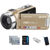 ORDRO HDV-B320 Full HD 1080P 30MP Camcorder 18X Digital Zoom IR Night Vision YouTube Video Camera 3.0" 270° Rotating Screen Vlogging Camera (Gold)