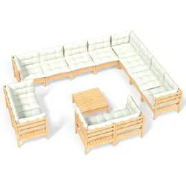 vidaXL Garten-Lounge-Set 13-tlg. creme Kiefer