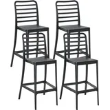 Beliani Barstuhl 2er Set mit Lehne Fußstützen Metallbeine Boho Cassita