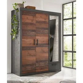 furn.design Kleiderschrank grau Braun, Kunststoff, Nachbildung, Uni, 3 Fächer, 1 Schubladen, Sockel, 150x201x62 cm Schlafzimmer, Kleiderschränke