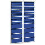 stumpf metall Stumpf Schubladenschrank Serie STS 410, 26 Schubladen enzianblau (18x100, 8x200mm)